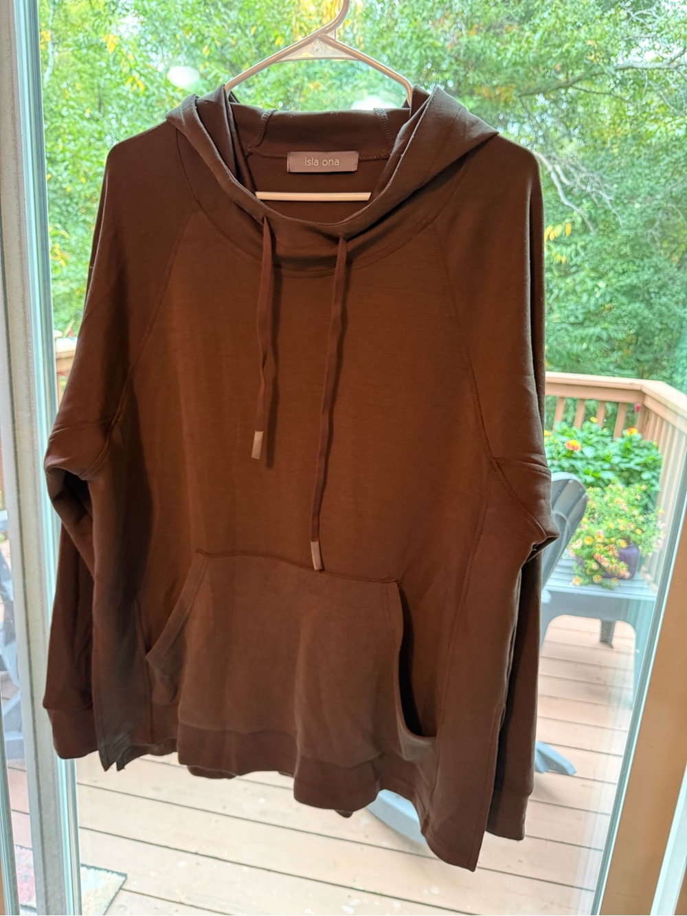 Isa and Cla Brown Hooded Crewneck Pullover
